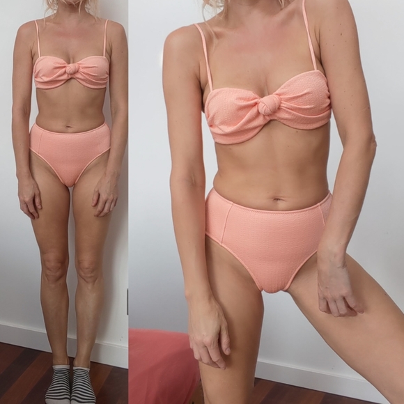 Nwt Triangl knotted Theo peach fuzz bra ribbed SET S - Picture 6 of 8